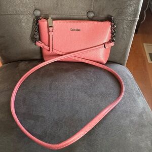 EUC Calvin Klein Hayden Saffiano Leather Crossbody  Handbag Dahlia Pink